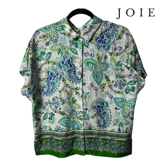 0967. JOIE SHORT SLEEVE TOP MULTICOLOR SIZE MEDIUM - Picture 1 of 9